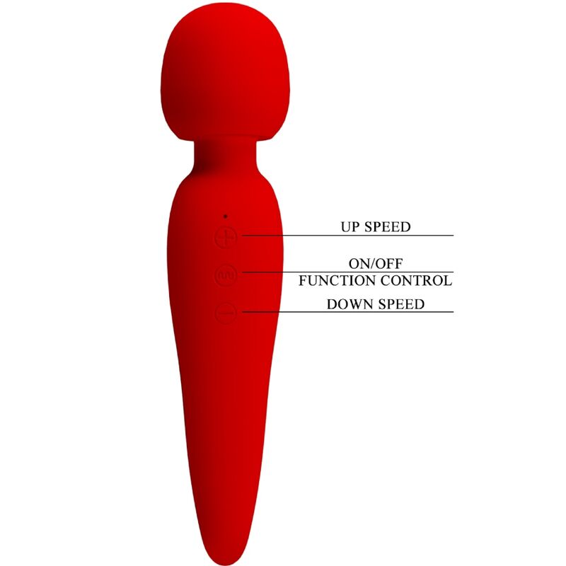 PRETTY LOVE - MASSAGGIATORE MEREDITH 12 MODALIT DI VIBRAZIONE ROSSO – Vibratore WAND – foto 7