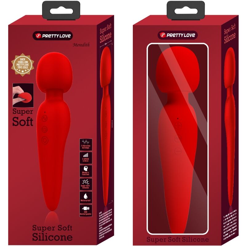 PRETTY LOVE - MASSAGGIATORE MEREDITH 12 MODALIT DI VIBRAZIONE ROSSO – Vibratore WAND – foto 9
