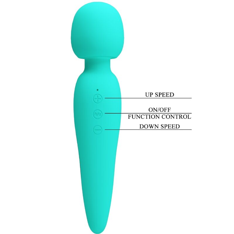 PRETTY LOVE - MASSAGGIATORE MEREDITH 12 MODALIT DI VIBRAZIONE VERDE ACQUA – Vibratore WAND – foto 7