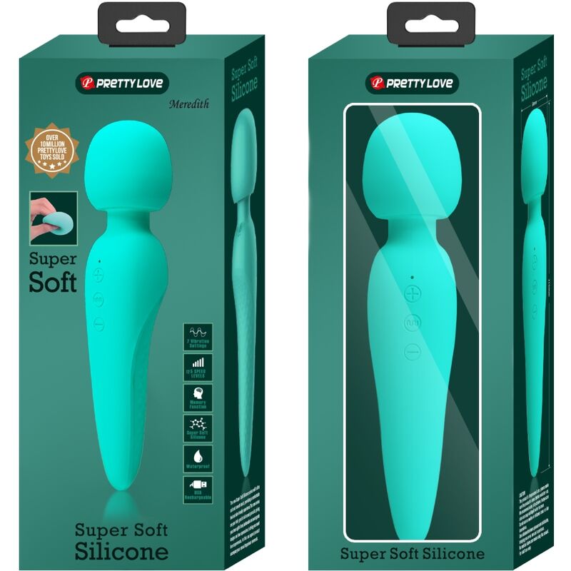 PRETTY LOVE - MASSAGGIATORE MEREDITH 12 MODALIT DI VIBRAZIONE VERDE ACQUA – Vibratore WAND – foto 9