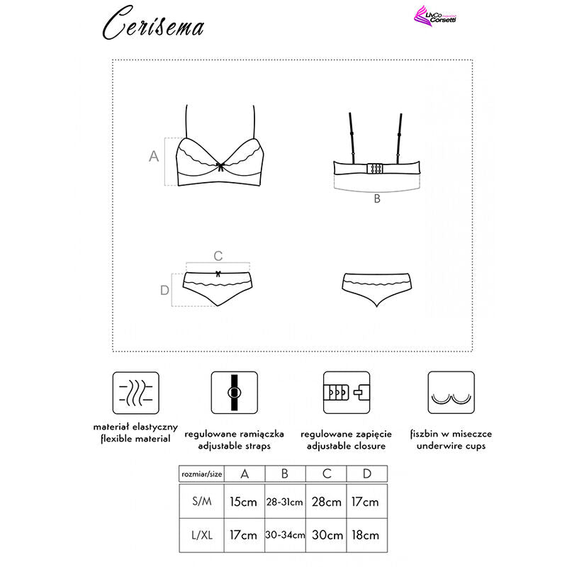 LIVCO CORSETTI FASHION - CERISEMA LC 21005 REGGISENO + SLIP CORALLO S/M – Biancheria intima sexy – foto 5