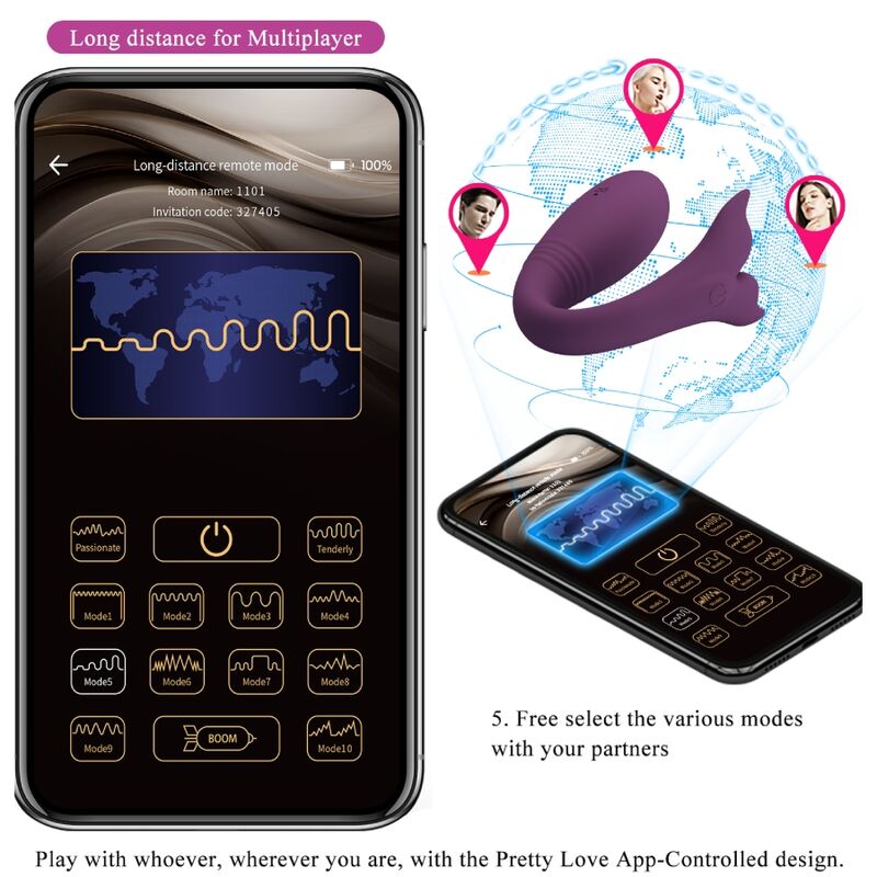 PRETTY LOVE - APP JAYLEEN VIBRATOR TELECOMANDO VIOLA – Uova vibranti – foto 16