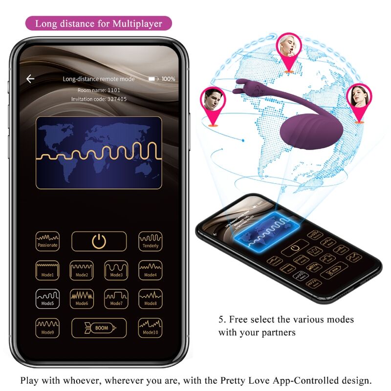 PRETTY LOVE - CATALINA VIBRATOR APP TELECOMANDO VIOLA – Uova vibranti – foto 18