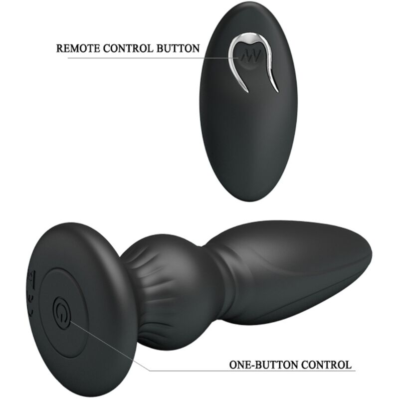 MR PLAY - POTENTE VIBRATORE TELECOMANDO PLUG ANALE NERO – Tappi anali – foto 7