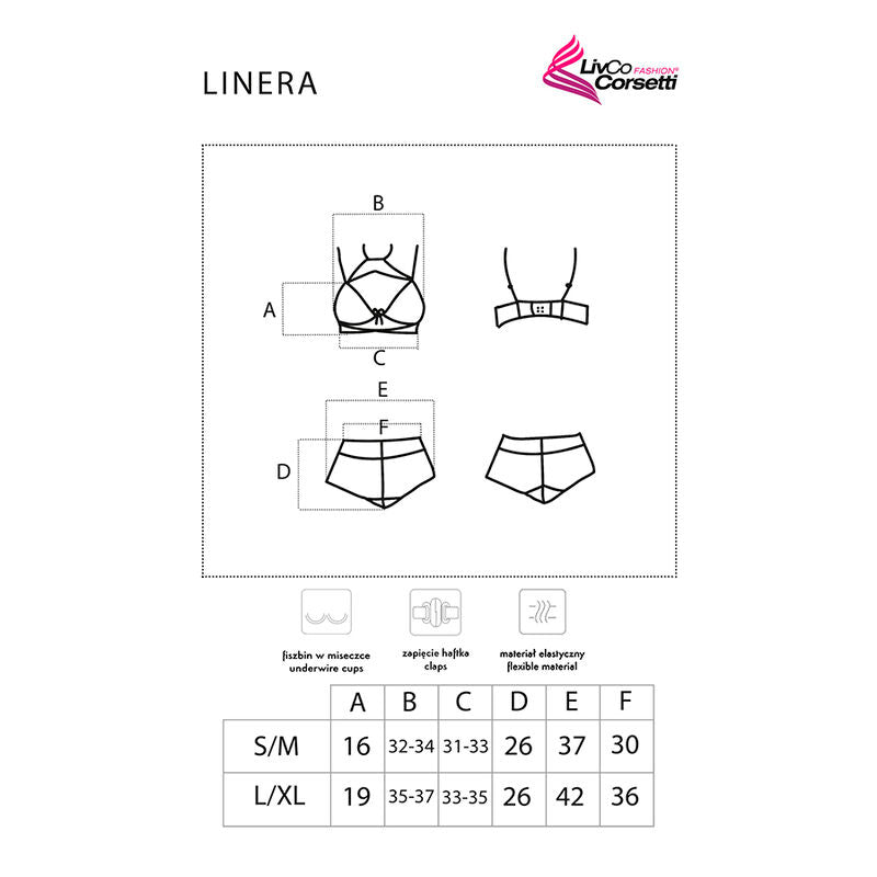 LIVCO CORSETTI FASHION - LINERA FOR THE SENSES COLLEZIONE BRA + PANTY NERO L/XL – Biancheria intima sexy – foto 5