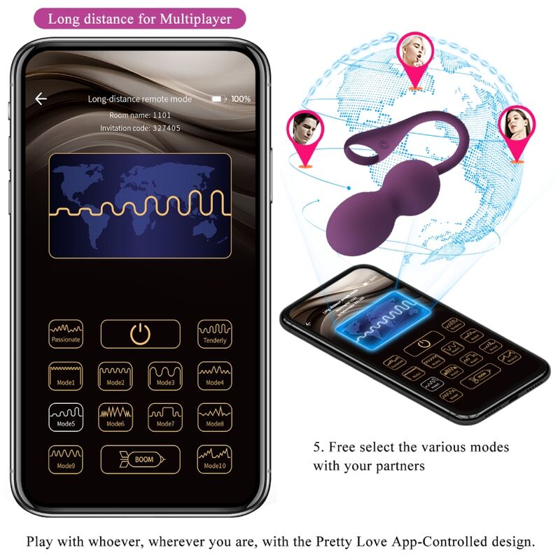 PRETTY LOVE - APP ELVIRA KEGEL BALLS TELECOMANDO VIOLA – Uova vibranti – foto 15