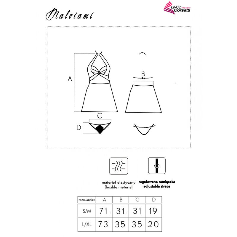 LIVCO CORSETTI FASHION - MALVIAMI LC 90625 CAMICIA + PANTY NERO L/XL – Insieme sexy della biancheria – foto 7