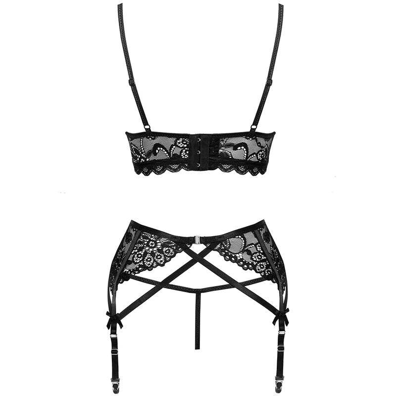 LIVCO CORSETTI FASHION - MORIDAM LC 90552 REGGISENO + REGGISENO + SLIP NEGRO L/XL – Babydoll con reggicalze – foto 7