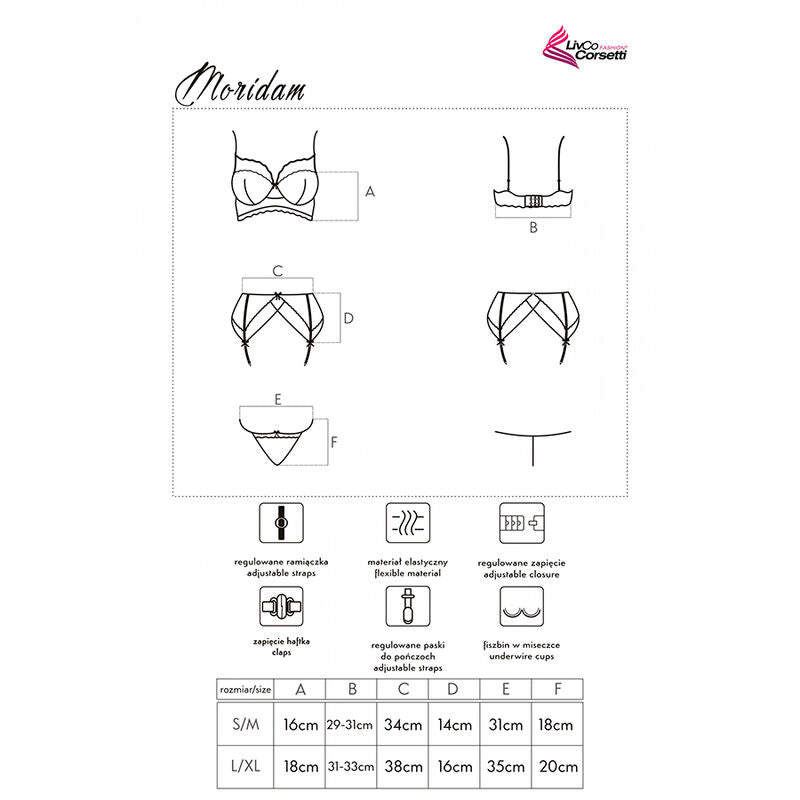 LIVCO CORSETTI FASHION - MORIDAM LC 90552 REGGISENO + REGGISENO + SLIP NEGRO L/XL – Babydoll con reggicalze – foto 8