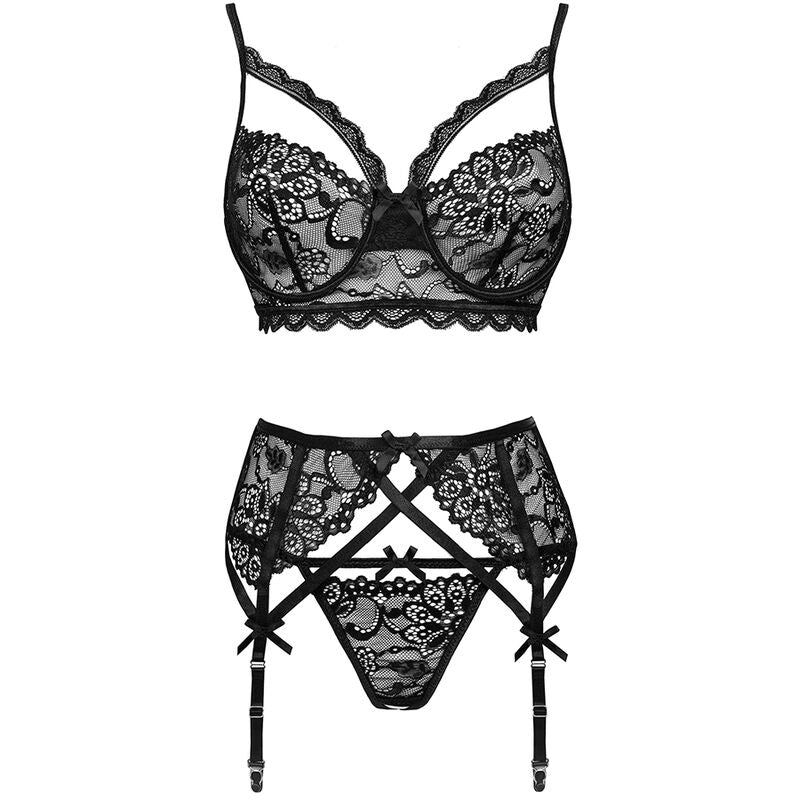 LIVCO CORSETTI FASHION - MORIDAM LC 90552 REGGISENO + REGGISENO + SLIP NEGRO L/XL – Babydoll con reggicalze – foto 6