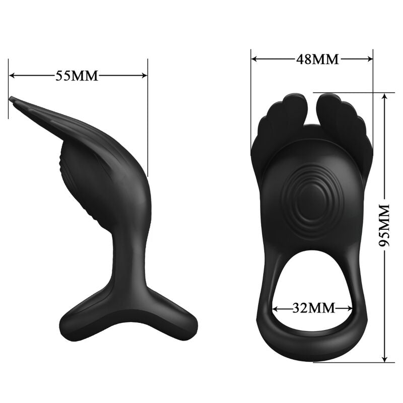PRETTY LOVE - SILAS ANELLO PER PENE VIBRANTE 7 VIBRAZIONI IN SILICONE NERO – Cockring con vibrazione – foto 6