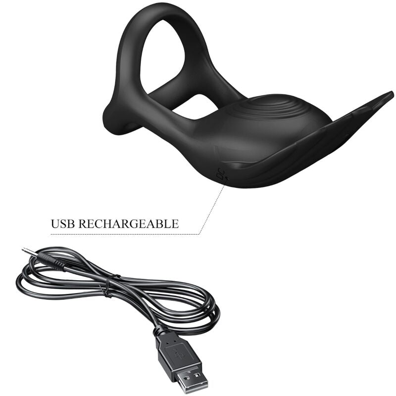 PRETTY LOVE - SILAS ANELLO PER PENE VIBRANTE 7 VIBRAZIONI IN SILICONE NERO – Cockring con vibrazione – foto 8