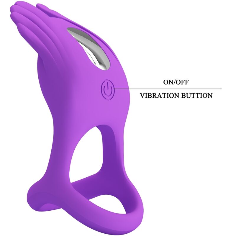 PRETTY LOVE - SILAS ANELLO PER PENE VIBRANTE 7 VIBRAZIONI IN SILICONE VIOLA – Cockring con vibrazione – foto 6