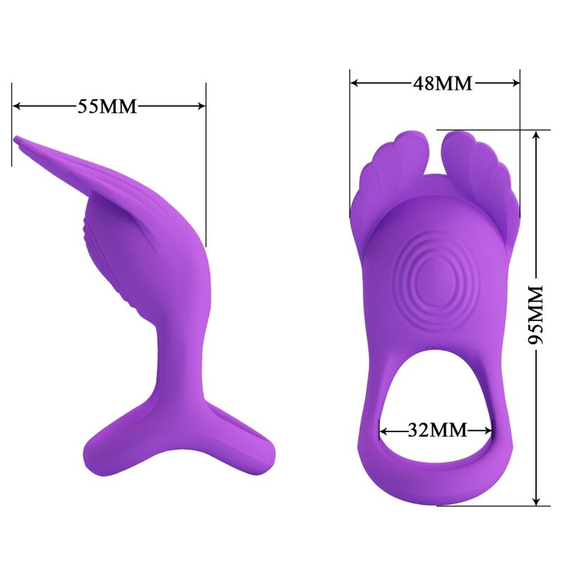 PRETTY LOVE - SILAS ANELLO PER PENE VIBRANTE 7 VIBRAZIONI IN SILICONE VIOLA – Cockring con vibrazione – foto 7