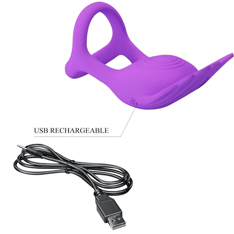 PRETTY LOVE - SILAS ANELLO PER PENE VIBRANTE 7 VIBRAZIONI IN SILICONE VIOLA – Cockring con vibrazione – foto 8