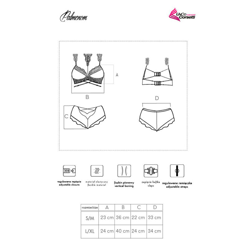 LIVCO CORSETTI FASHION - PALMENOM LC 90614 REGGISENO + SLIP NERO – Reggiseno e slip – foto 7