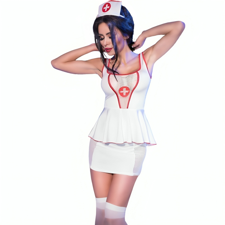 CHILIROSE - CR 4160 COSTUME DA INFERMIERA TOP E GONNA S/M – Costumi da donna
