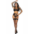 LIVCO CORSETTI FASHION - POJZON LC 90670 REGGISENO + REGGETTIERE + CALZE + SLIP NERO L/XL – Babydoll con reggicalze