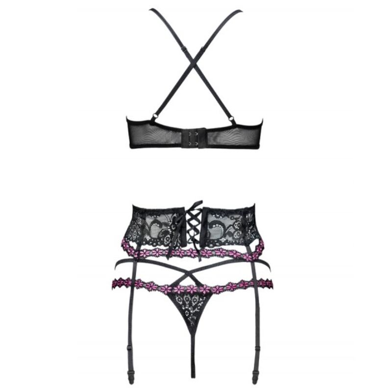 LIVCO CORSETTI FASHION - SNEHANA LC 90443 REGGISENO + REGGISENO + SLIP NERO L/XL – Babydoll con reggicalze – foto 4