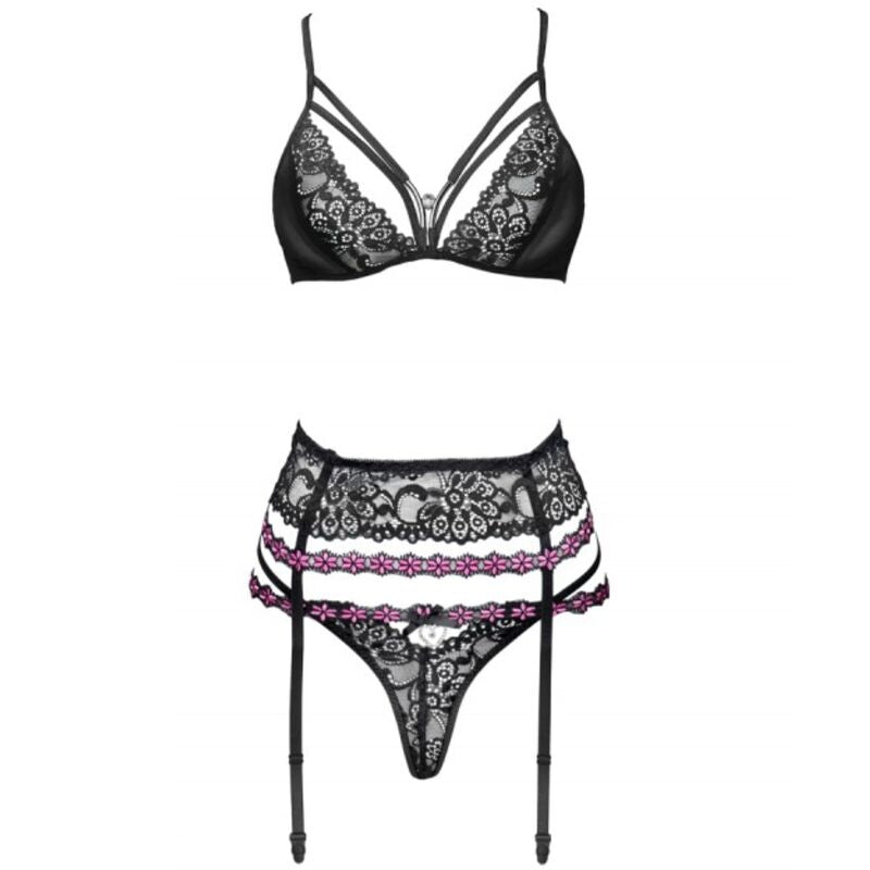 LIVCO CORSETTI FASHION - SNEHANA LC 90443 REGGISENO + REGGISENO + SLIP NERO L/XL – Babydoll con reggicalze – foto 3