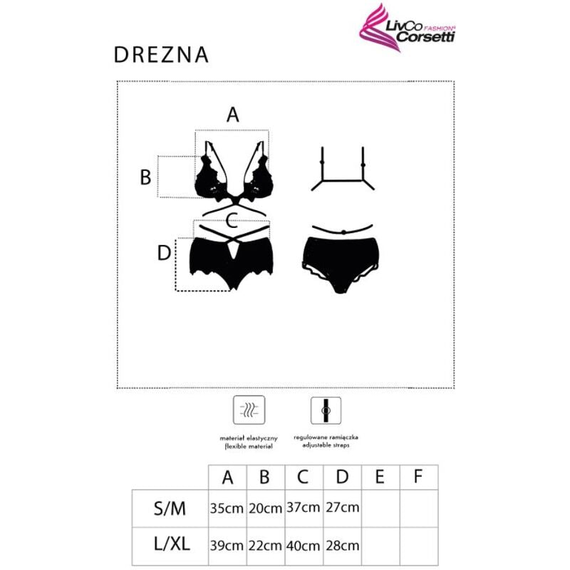 LIVCO CORSETTI FASHION - DREZNA LC 90733 REGGISENO + SLIP NERO L/XL – Reggiseno e slip – foto 5