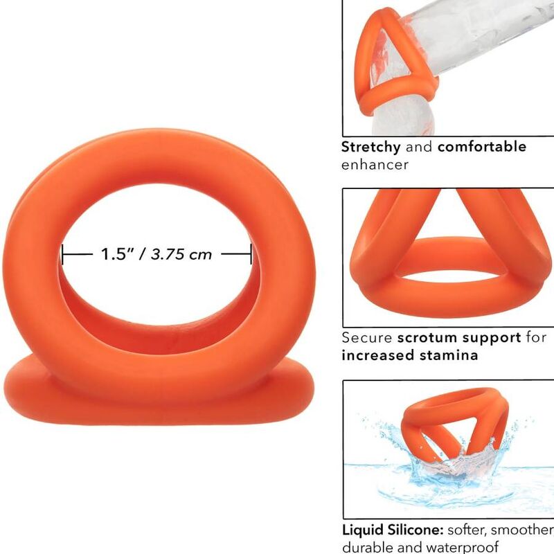 CALEXOTICS - ALPHA TRI-RING ARANCIONE – Cockring senza vibrazione – foto 12