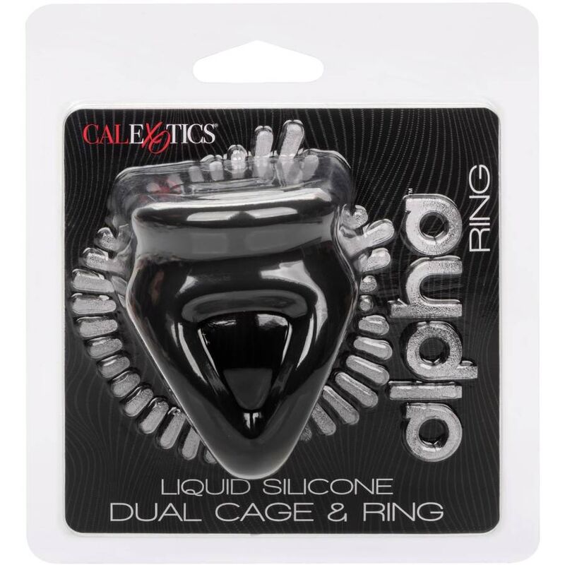 CALEXOTICS - ALPHA ANELLO DUAL CAGE NERO – Cockring senza vibrazione – foto 3