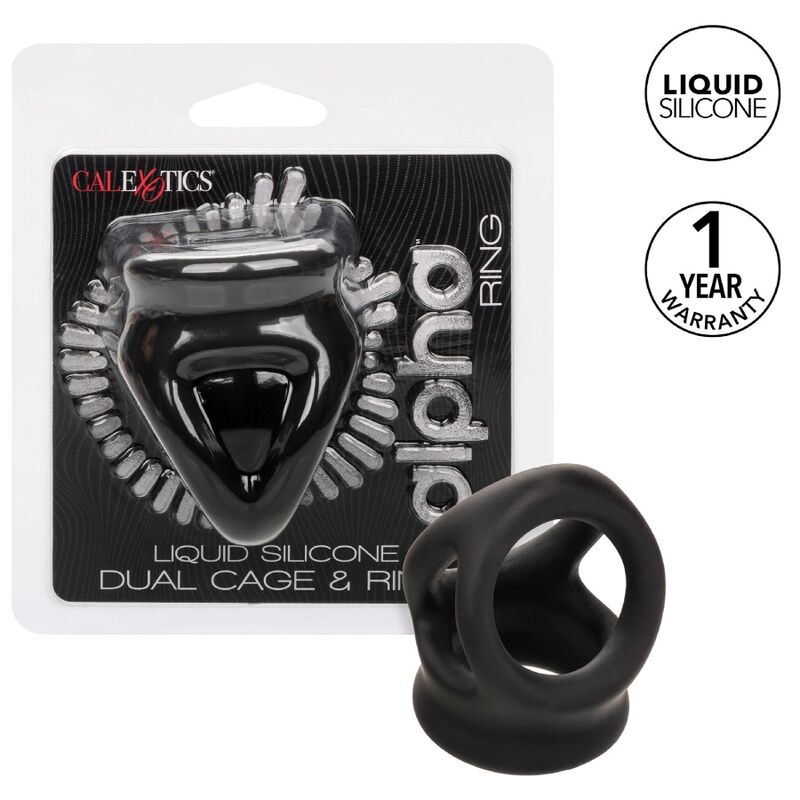CALEXOTICS - ALPHA ANELLO DUAL CAGE NERO – Cockring senza vibrazione – foto 2