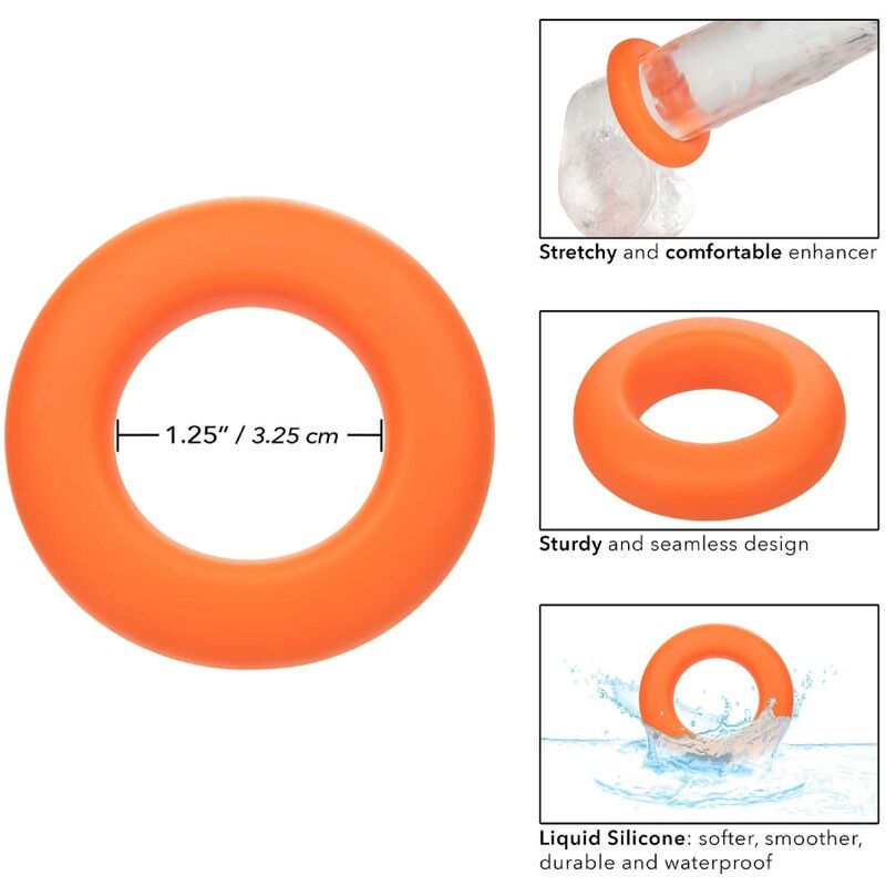 CALEXOTICS - ALPHA ANELLO GRANDE PROLONG ARANCIO – Cockring senza vibrazione – foto 9