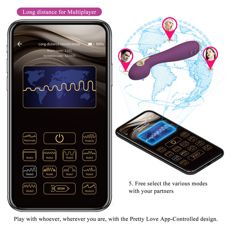 PRETTY LOVE - HECTOR VIBRATORE ELETTROSHOCK BY APP CONTROL VIOLA – Vibratori con APP – foto 12