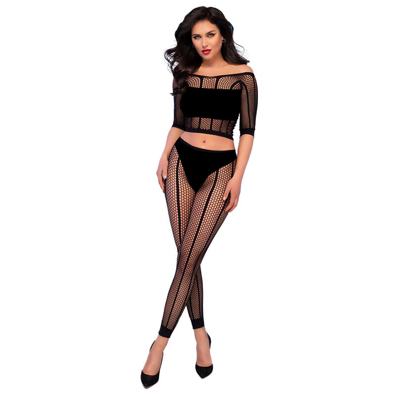 CHILIROSE - CR 4647 TOP E LEGGINS NERO S/M – Top e mutandine