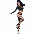 CHILIROSE - CR 3654 TOP E LEGGINS NERO S/M – Top e mutandine