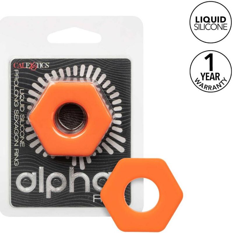 CALEXOTICS - ALPHA ANELLO PROLONG SEXAGON ARANCIONE – Cockring senza vibrazione – foto 2