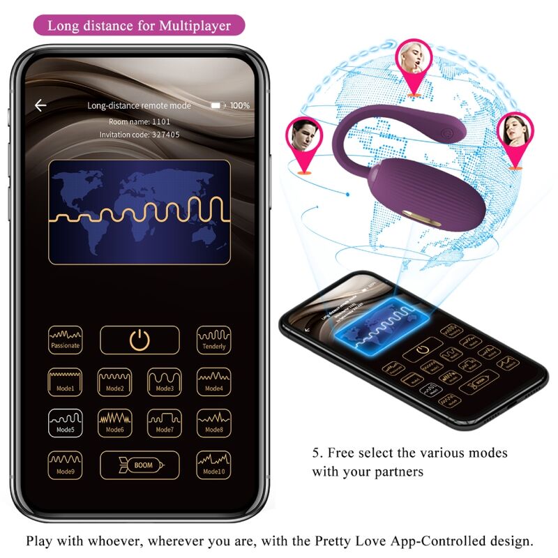 PRETTY LOVE - DOREEN UOVO VIBRANTE RICARICABILE VIOLA – Vibratori con APP – foto 14