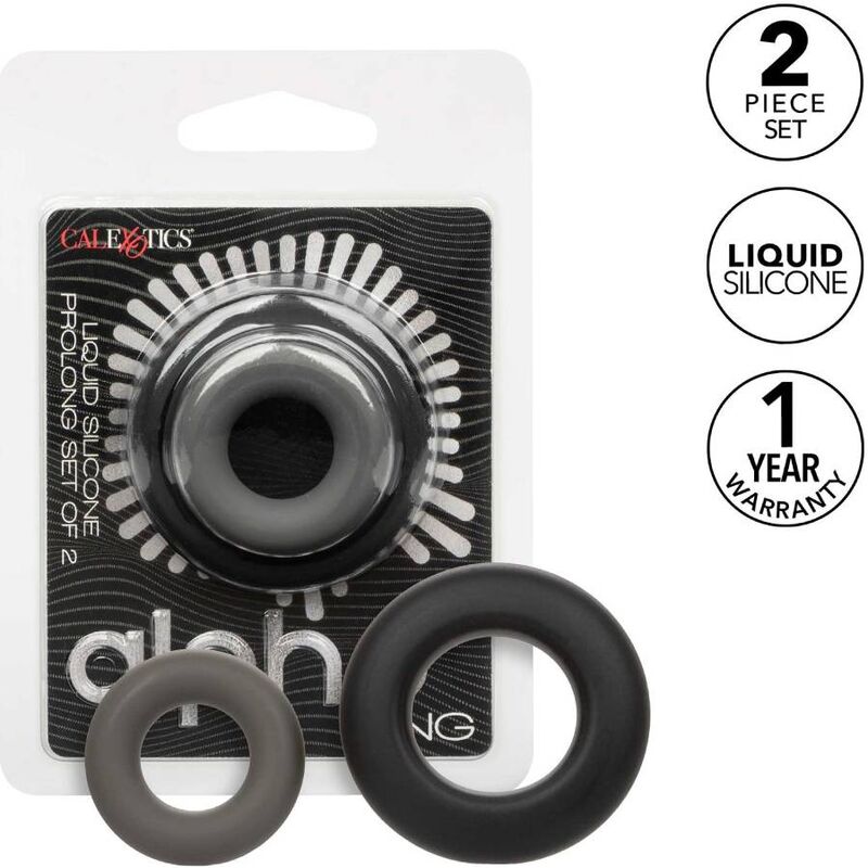 CALEXOTICS - ALPHA SET DI 2 ANELLI PROLONG GRIGIO – Cockring senza vibrazione – foto 2