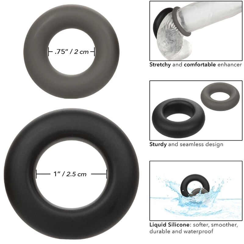 CALEXOTICS - ALPHA SET DI 2 ANELLI PROLONG GRIGIO – Cockring senza vibrazione – foto 9
