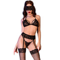CHILIROSE - CR 4467 SET QUATTRO PEZZI NERO S/M – Babydoll con reggicalze