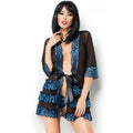 CHILIROSE - CR 3837 PEGNOIR BLU E NERO L/XL – Vestaglia