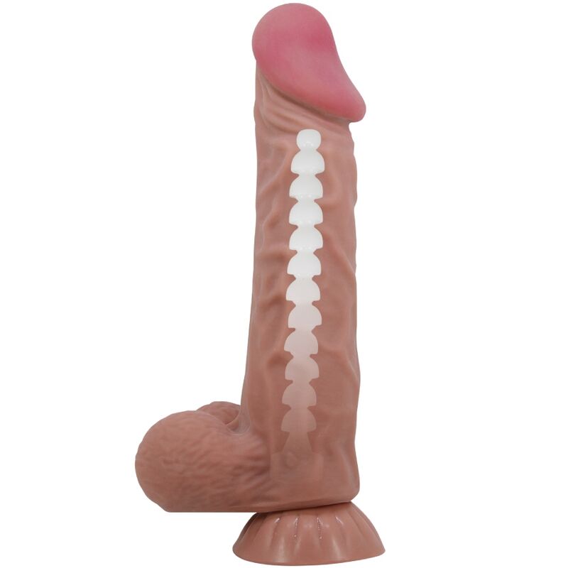 PRETTY LOVE - DILDO REALISTICO SLIDING SKIN SERIES CON VENTOSA SCORREVOLE DELLA PELLE MARRONE 24 CM – Peni realistici – foto 4