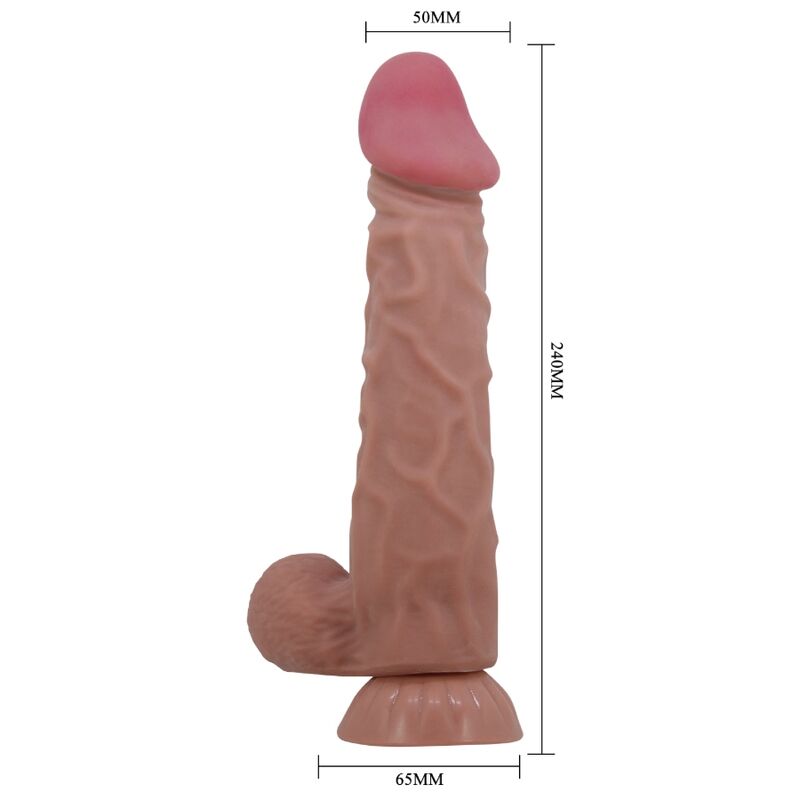 PRETTY LOVE - DILDO REALISTICO SLIDING SKIN SERIES CON VENTOSA SCORREVOLE DELLA PELLE MARRONE 24 CM – Peni realistici – foto 5