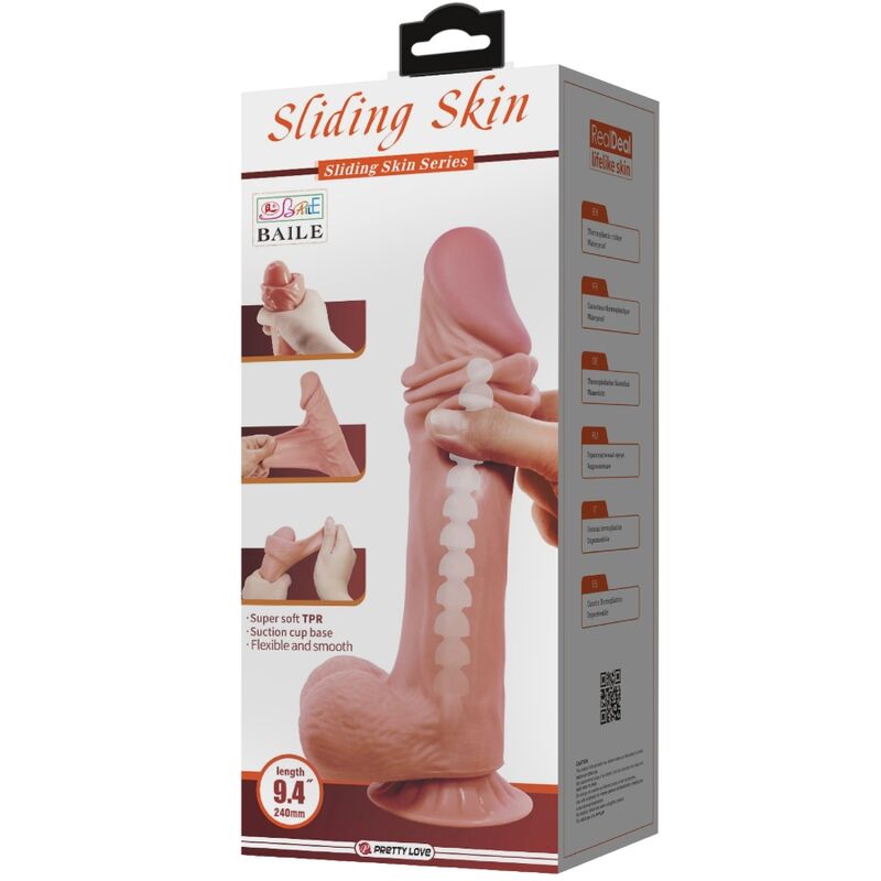 PRETTY LOVE - DILDO REALISTICO SLIDING SKIN SERIES CON VENTOSA SCORREVOLE DELLA PELLE MARRONE 24 CM – Peni realistici – foto 6