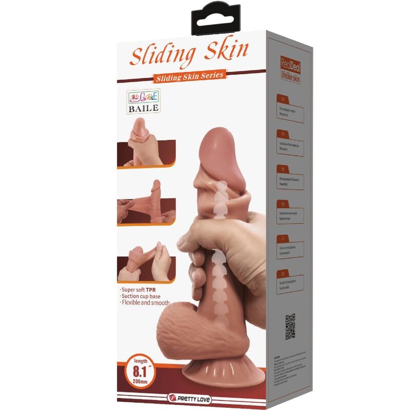 PRETTY LOVE - DILDO REALISTICO SERIE SLIDING SKIN CON VENTOSA SCORREVOLE IN PELLE MARRONE 19,4 CM – Peni realistici – foto 7