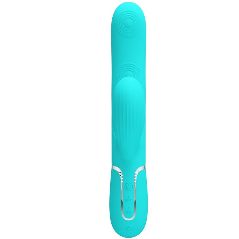 PRETTY LOVE - VIBRATORE MULTIFUNZIONE PERLITA 3 IN 1 G-SPOT VERDE ACQUA – Vibratori di coniglio – foto 2