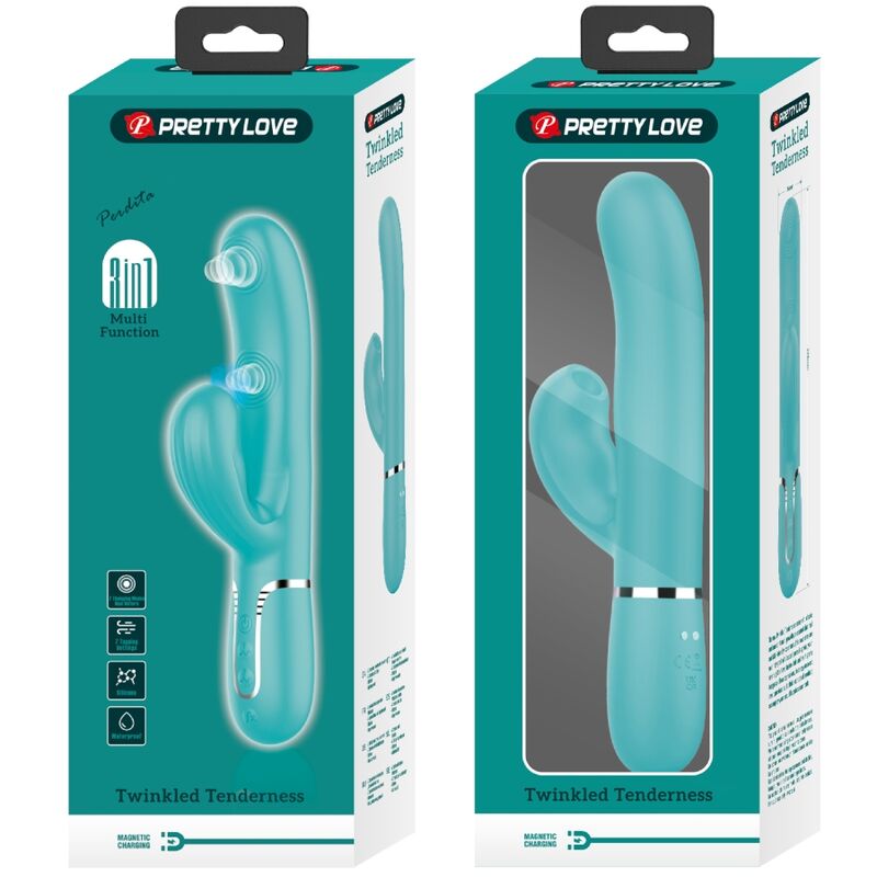 PRETTY LOVE - VIBRATORE MULTIFUNZIONE PERLITA 3 IN 1 G-SPOT VERDE ACQUA – Vibratori di coniglio – foto 11
