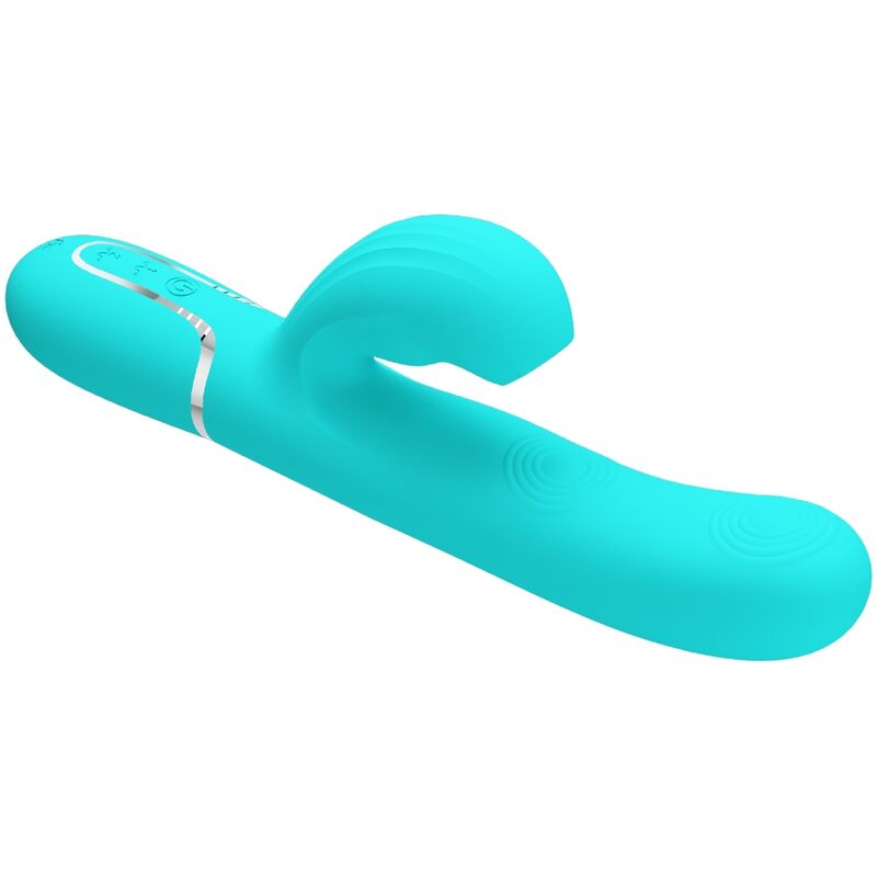 PRETTY LOVE - VIBRATORE MULTIFUNZIONE PERLITA 3 IN 1 G-SPOT VERDE ACQUA – Vibratori di coniglio – foto 6