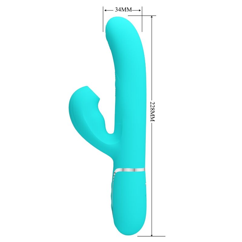 PRETTY LOVE - VIBRATORE MULTIFUNZIONE PERLITA 3 IN 1 G-SPOT VERDE ACQUA – Vibratori di coniglio – foto 7