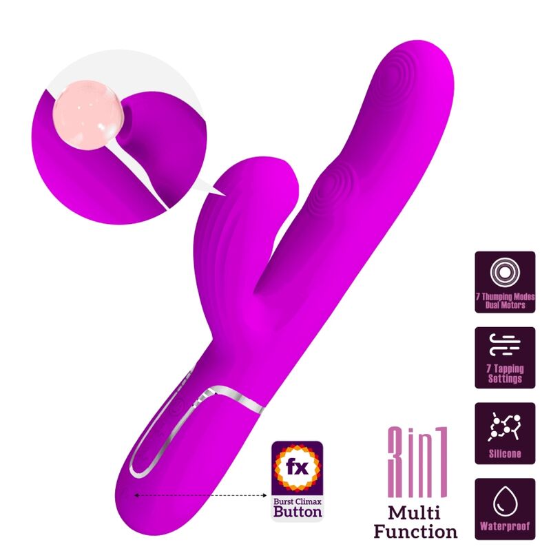 PRETTY LOVE - VIBRATORE MULTIFUNZIONE PERLITA 3 IN 1 G-SPOT VIOLA – Vibratori a punto G – foto 10