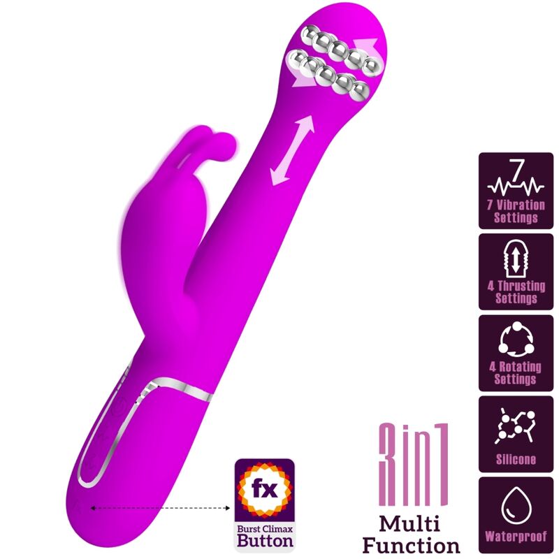 PRETTY LOVE - VIBRATORE DEJON RABBIT 3 IN 1 VIOLA MULTIFUNZIONE – Vibratori di coniglio – foto 10
