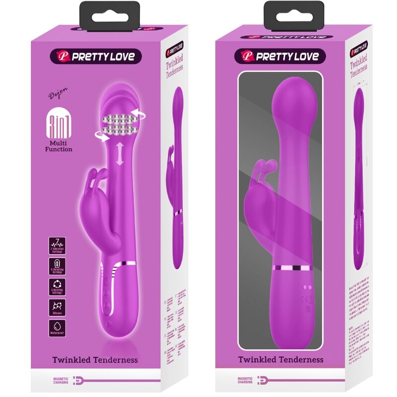PRETTY LOVE - VIBRATORE DEJON RABBIT 3 IN 1 VIOLA MULTIFUNZIONE – Vibratori di coniglio – foto 11