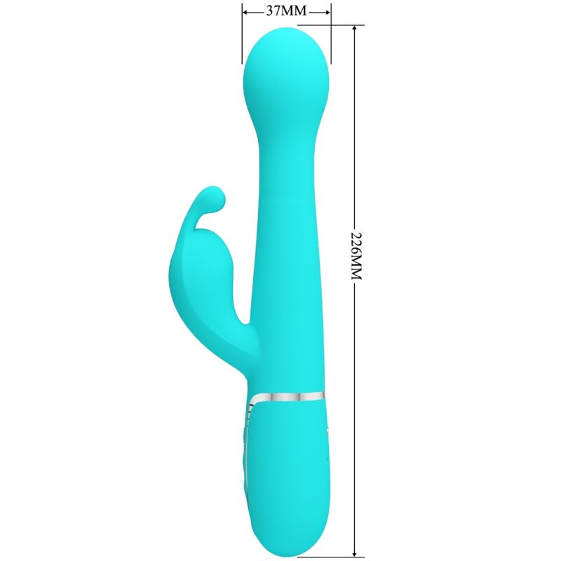 PRETTY LOVE - VIBRATORE DEJON RABBIT 3 IN 1 MULTIFUNZIONE VERDE ACQUA – Vibratori di coniglio – foto 7